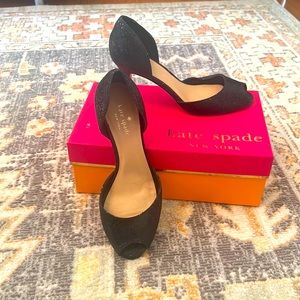 Kate Spade sarita black glitter heels